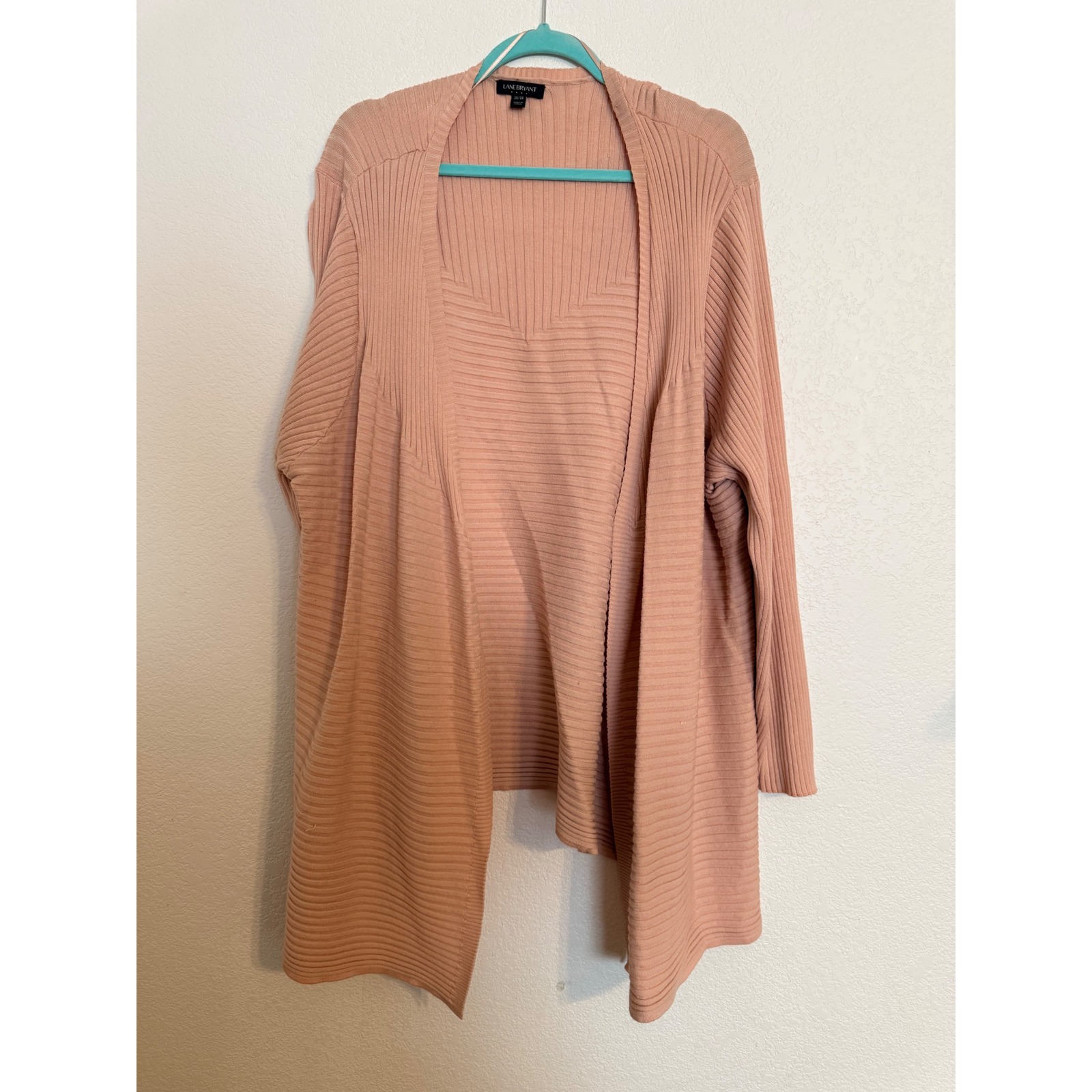 Lane Bryant Womens Plus 26/28 Ribbed Knit Cardigan Blush Pink